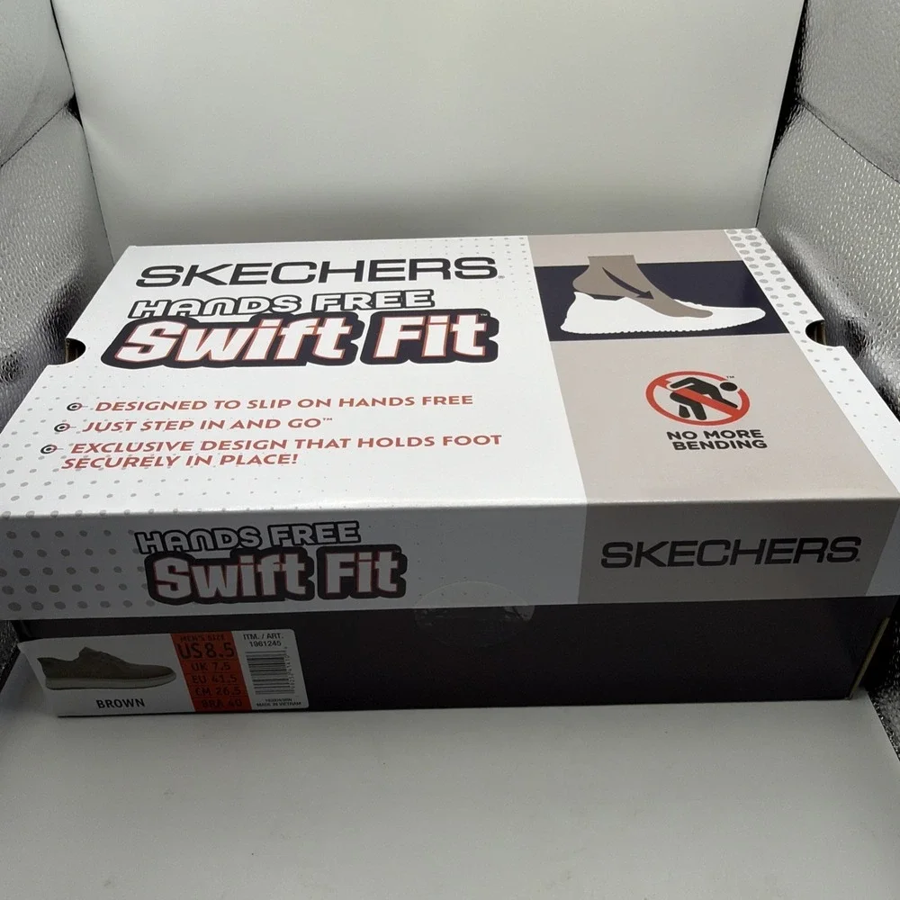 Skechers Swift Fit Shoes Hands-Free Mens Brown Relaxed Fit Memory Foam‎ Size 8.5